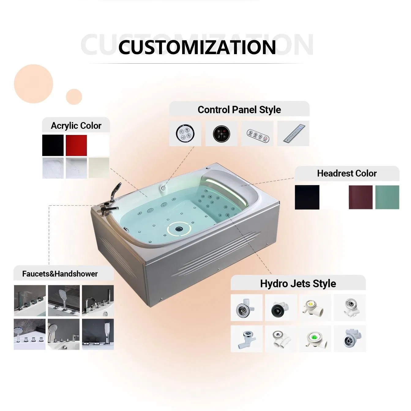 Угловая СПА ванна для двоих с массажем и подсветкой