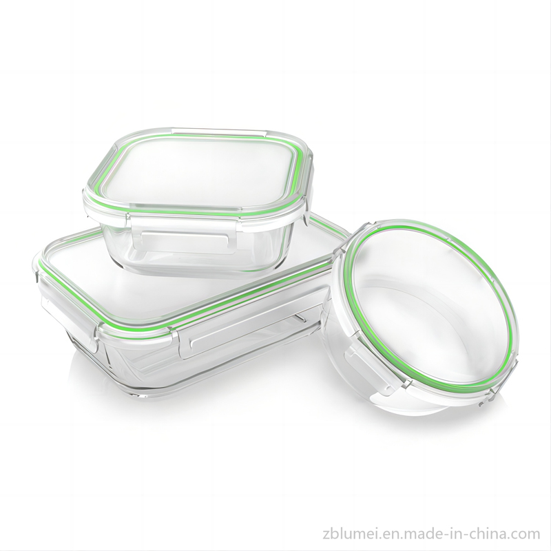 BPA Free Retangular Airtight Borosilicate Heat-Resistant Glass Food Storage Container Set - Microwave & Freezer Safe