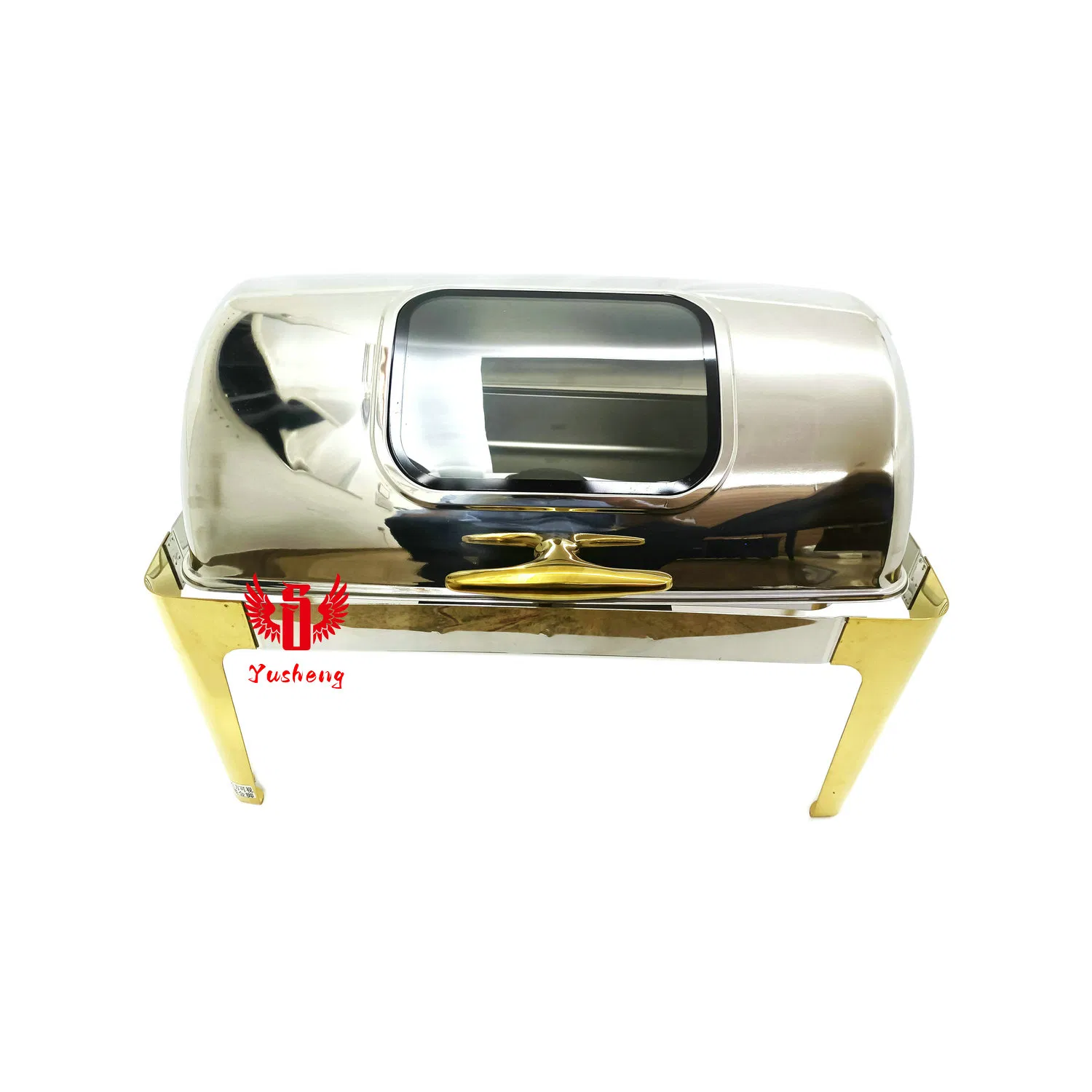 Buffet Dish Visible Lid Rectangular Stand Gold-Plated Chafing Dish China Good Price