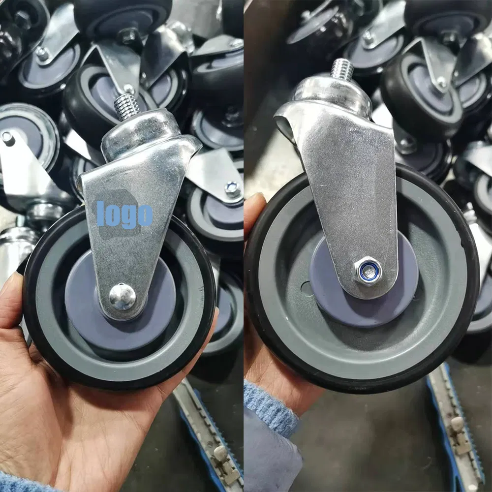 5 Inch 125 mm American Threaded Stem Type PU Expending Stem Supermarket Shopping Trolley Wheels