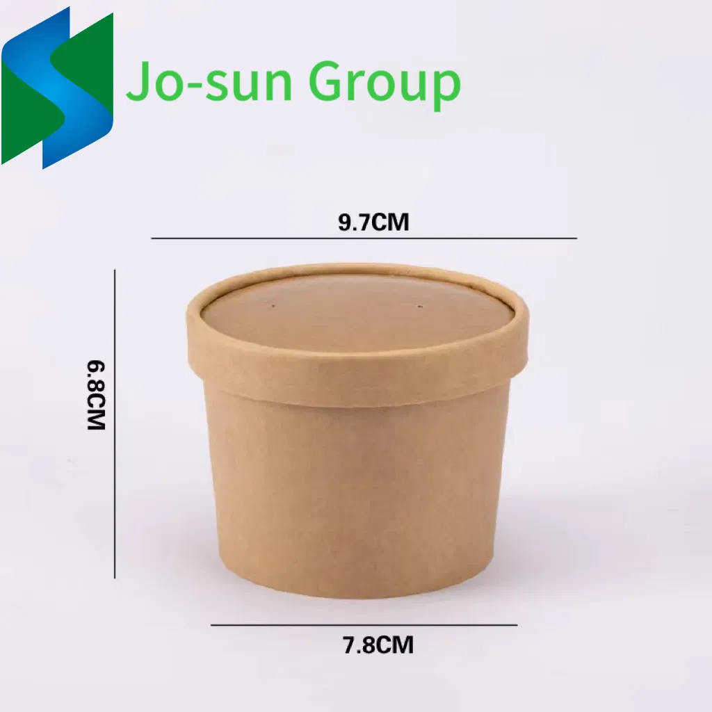 Brown Paper Soup Cups Wholesale Takeaway Soup Bowls Disposable Hot Drinks Cups with a Cover Soup Bucket
