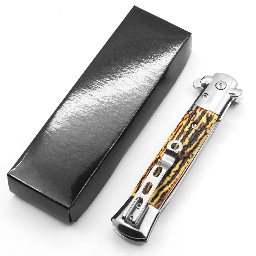 9.0 "Automatic Folding Knife Spring Assisted Knives Stiletto Camping Pocket Knife