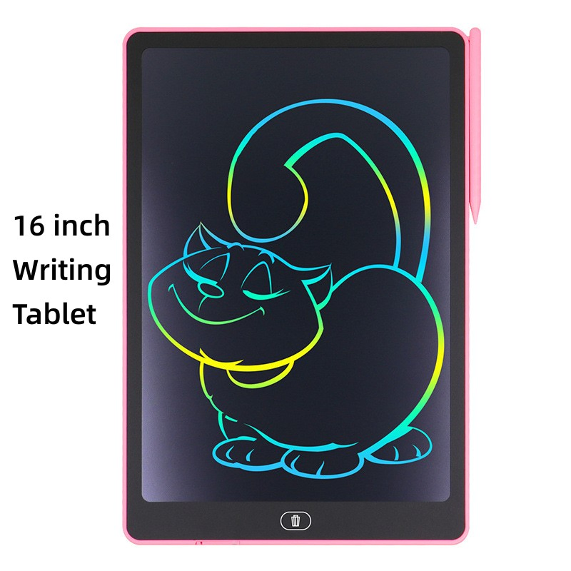 16 Inch LCD Writing Tablet for Kids, Colorful Doodle Board Drawing Tablet with Lock Function, Completely Erasable Reusable Writing/Drawing Pad-Pink