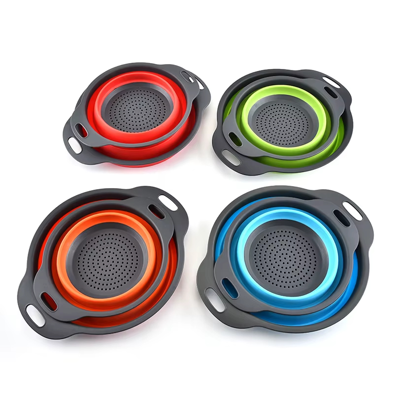 Long Handle Kitchen Foldable Plastic Fruit and Vegetable Strainer