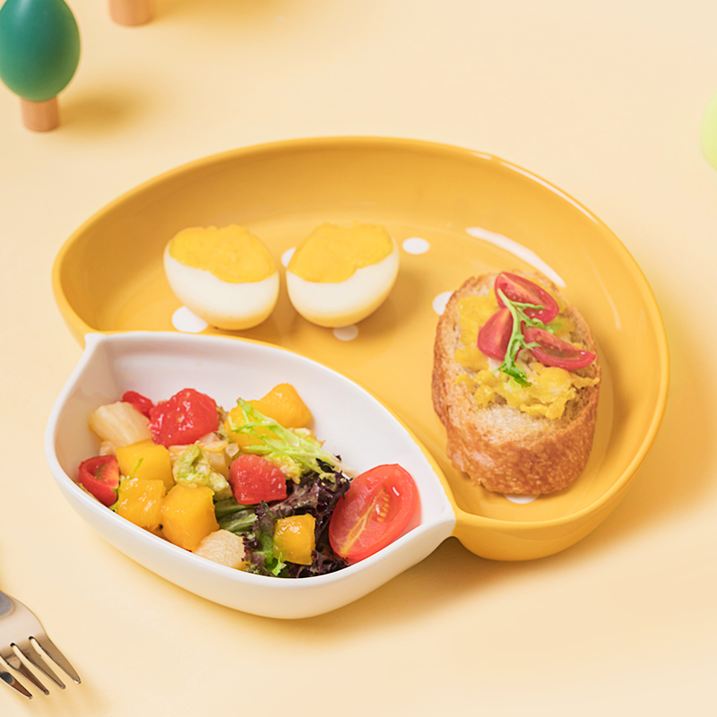 Mushroom Tableware Set Cute Ceramic Divider Plate Binaural Stew Soup Bowl