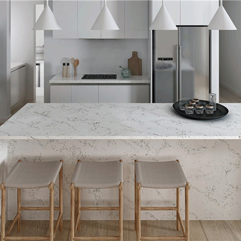 Quartz Stone Slab for Kitchen Cabinet Worktop Work Top Solid Surface White Artificial Marble Countertop