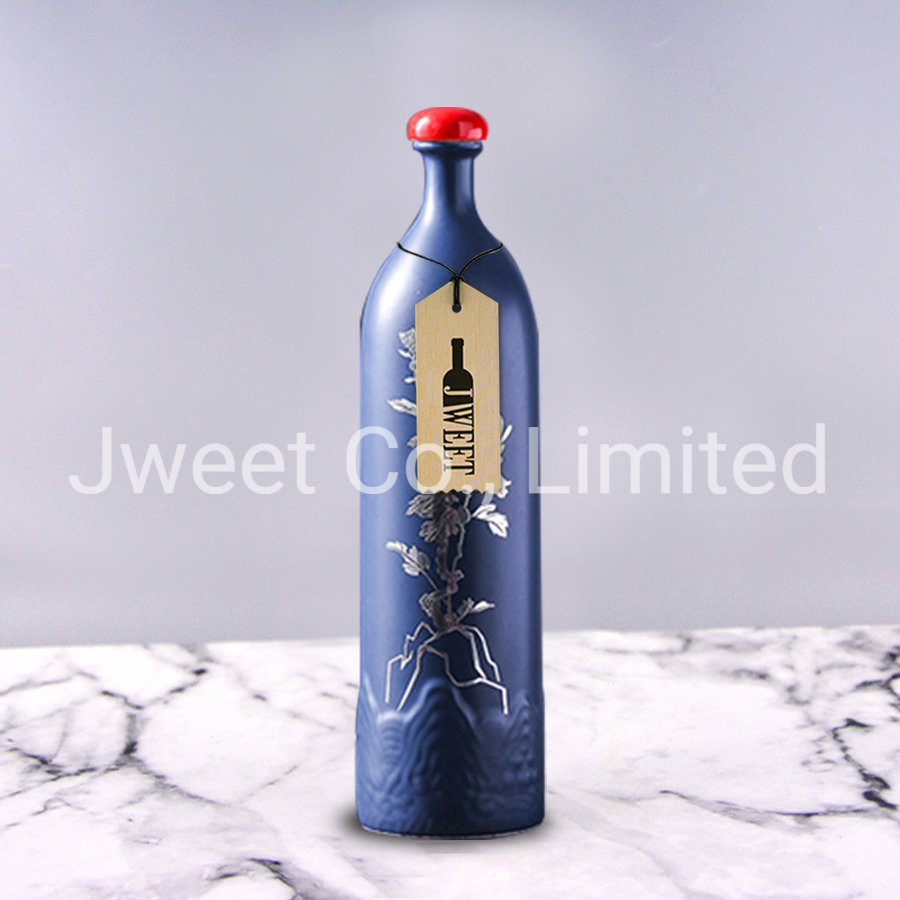 Color Coated Ceramic Wine Vodka Olive Oil Bottle with Decal Printing