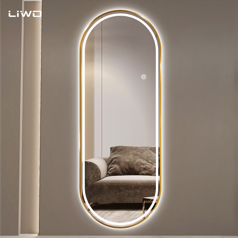 Modern High-Definition Home Decoration Lighting Aluminum Alloy Frame Full Length Intelligent LED Mirror Vanity Different Size Living Room Bedroom Furniture