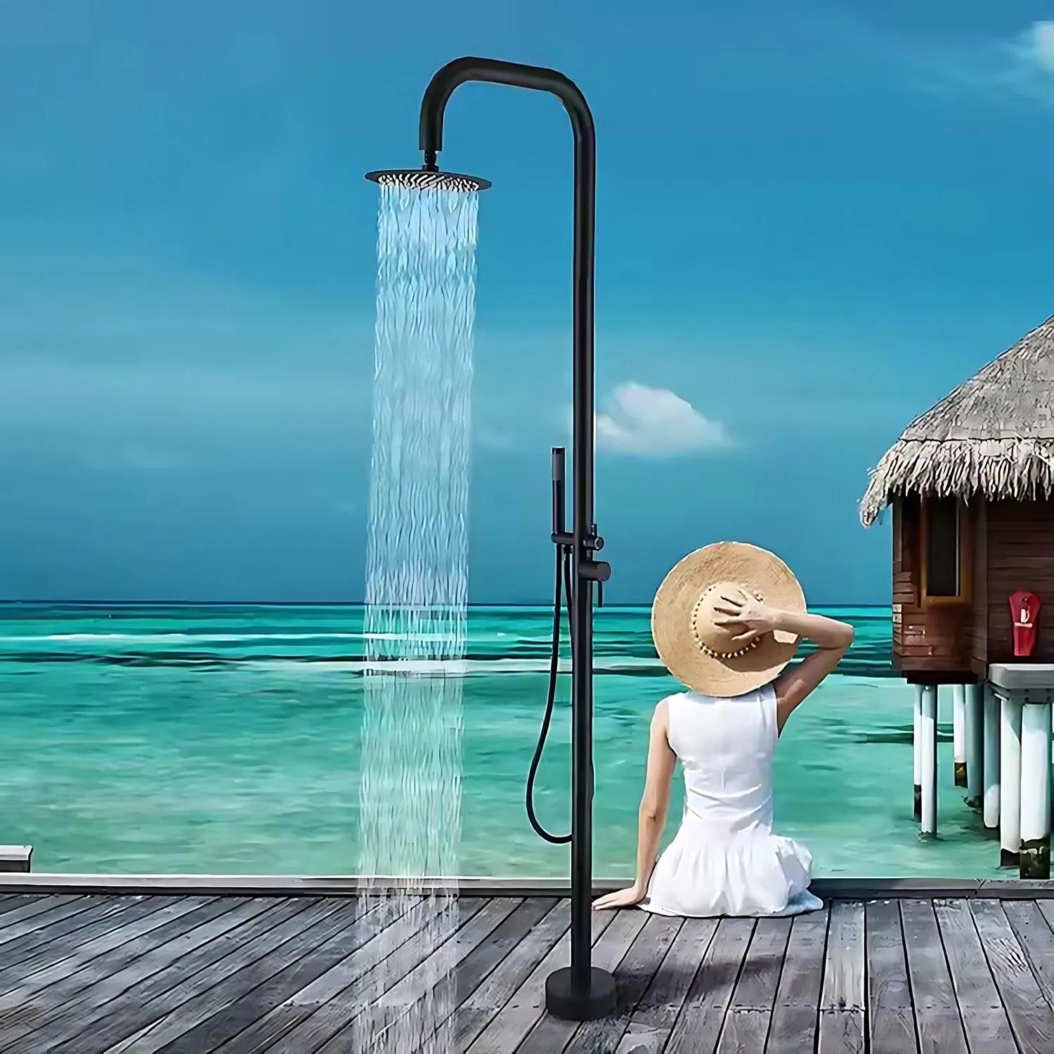 Freestanding Outdoor Shower Stainless Steel for Poolside/Patio Drench/Outdoor Shower CE OEM Service Modern Contemporary Round