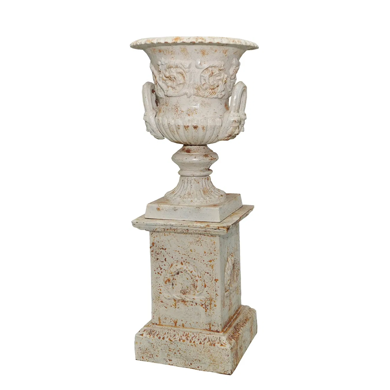 Rusty Finish Cast Iron Garden Urn Planter for Tabletop Display