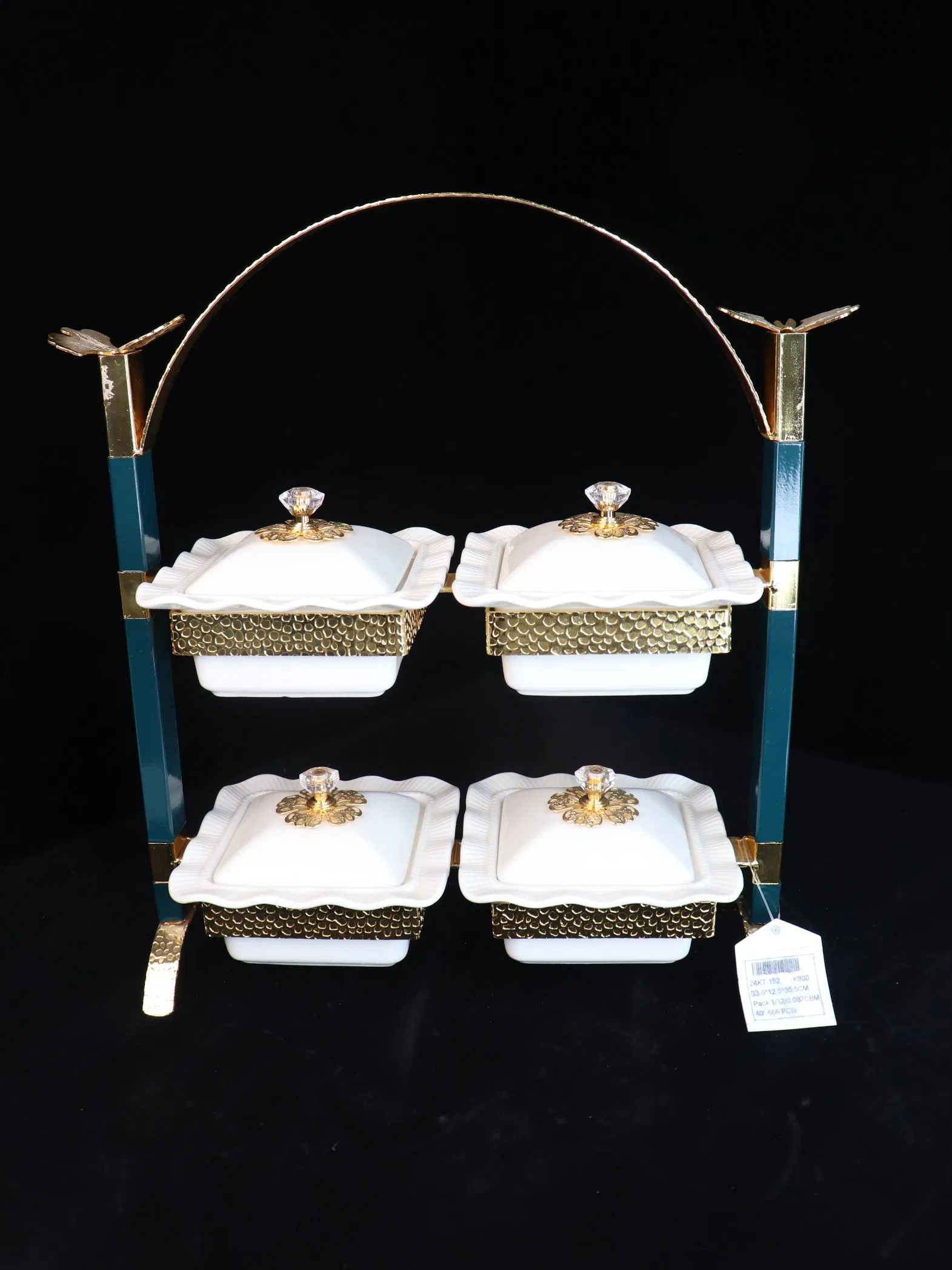 New High-End Gold-Plated Ceramic Square Fruit Tray