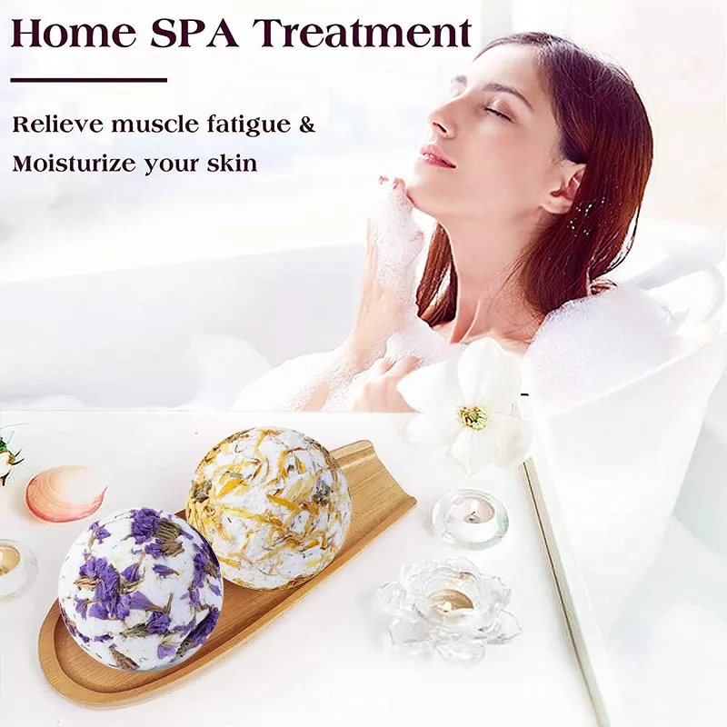 Organic Shea Oil Butter Lavender Rose Mint Bath Bomb with Flowers SPA Relation Moisturizes Skin Dried Flower Bath Bombs