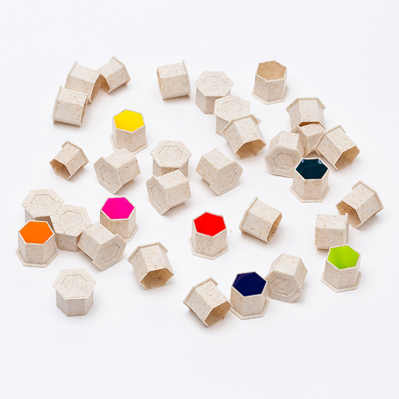 Disposable Eco-Friendly Recyclable Wheat Straw Material Tattoo & Permanent Makeup Pigment Ink Cups