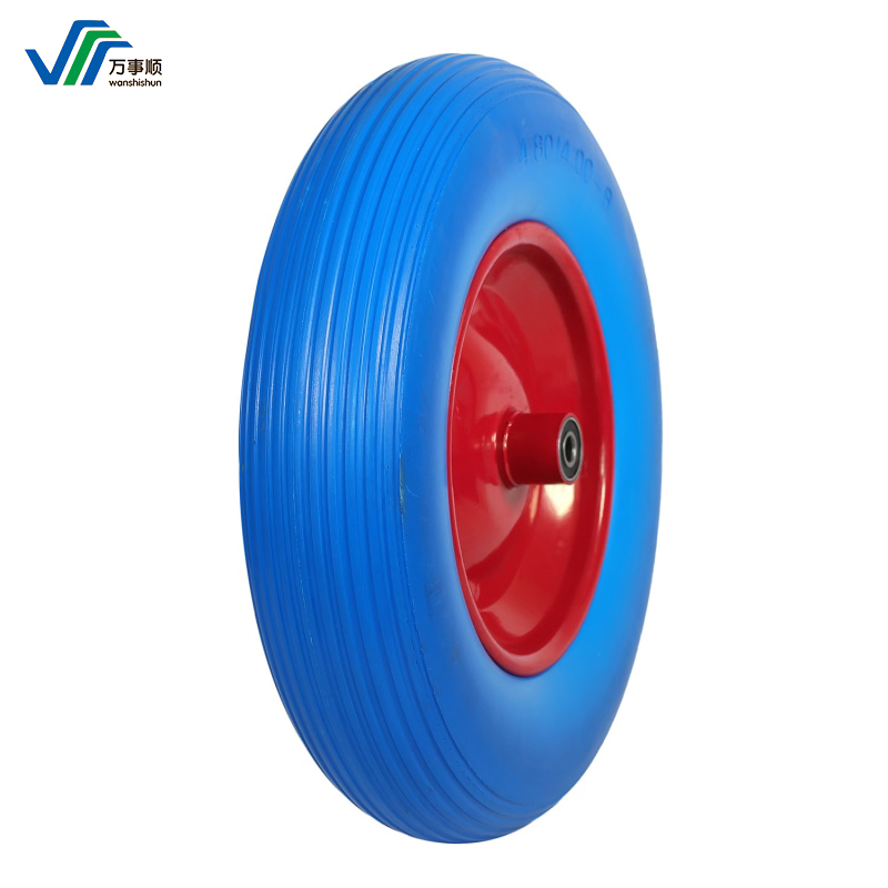 Wear-Resistant and Puncture Resistant Polyurethane Wheelbarrow Rubber Solid Wheel and PU Foam Wheel 4.80/4.00-8 with Steel /Plastic Rim for Wagon Trolley/ Lawn