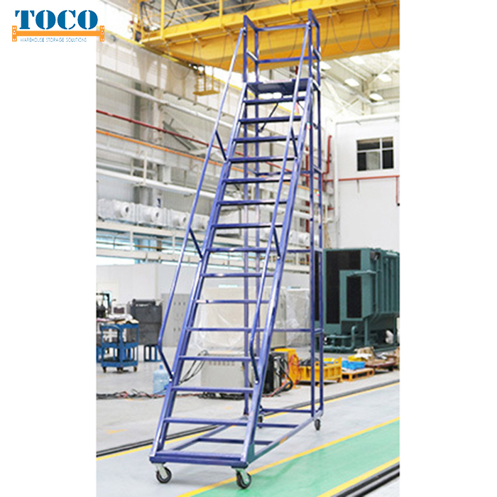 China Supplier Movable Order Picking Step Platform Ladder with Wheels