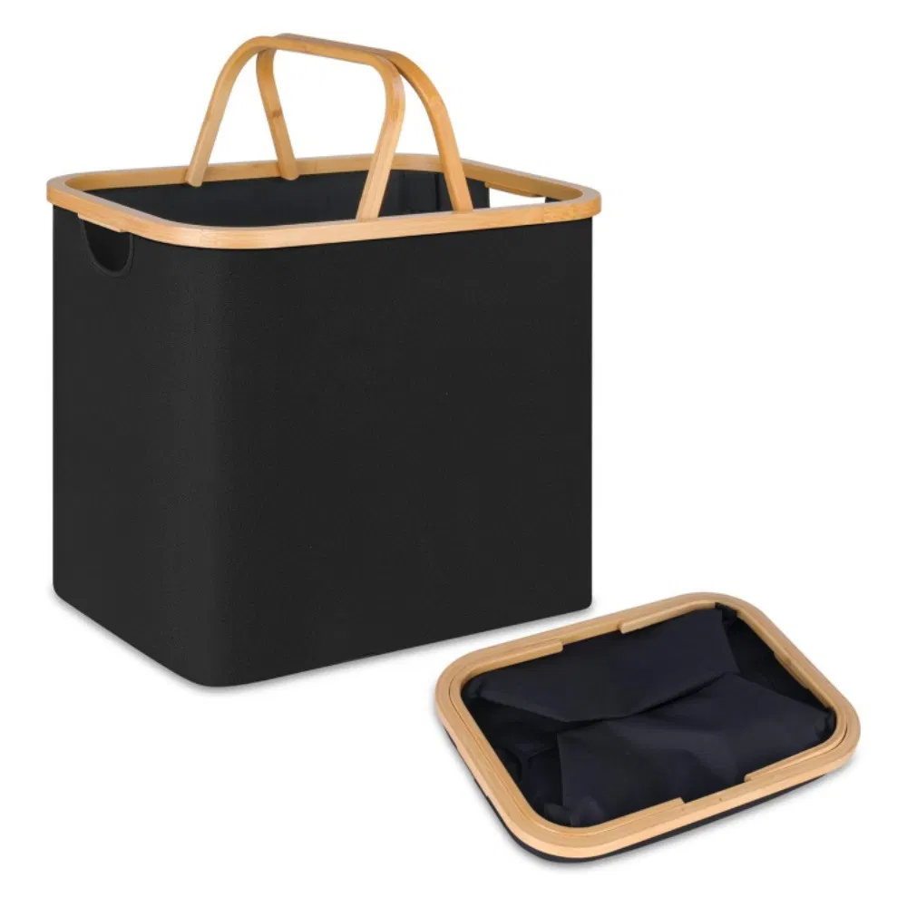 Hand-Held Storage Box Cross-Border Folding Storage Basket with Wooden Handle Dirty Clothes Basket