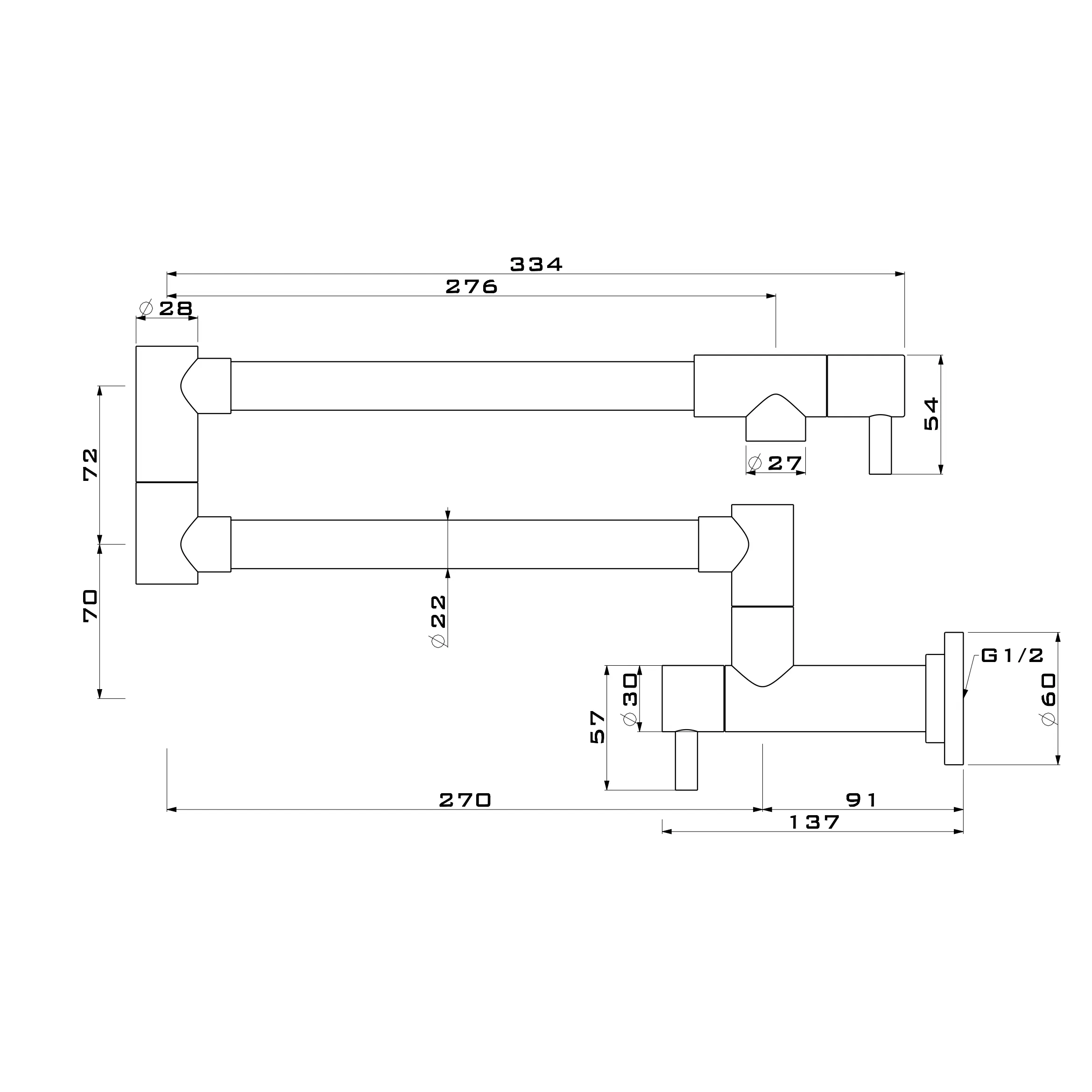 Wall Mounted Pot Filler Faucet with Extendable Folding Spout