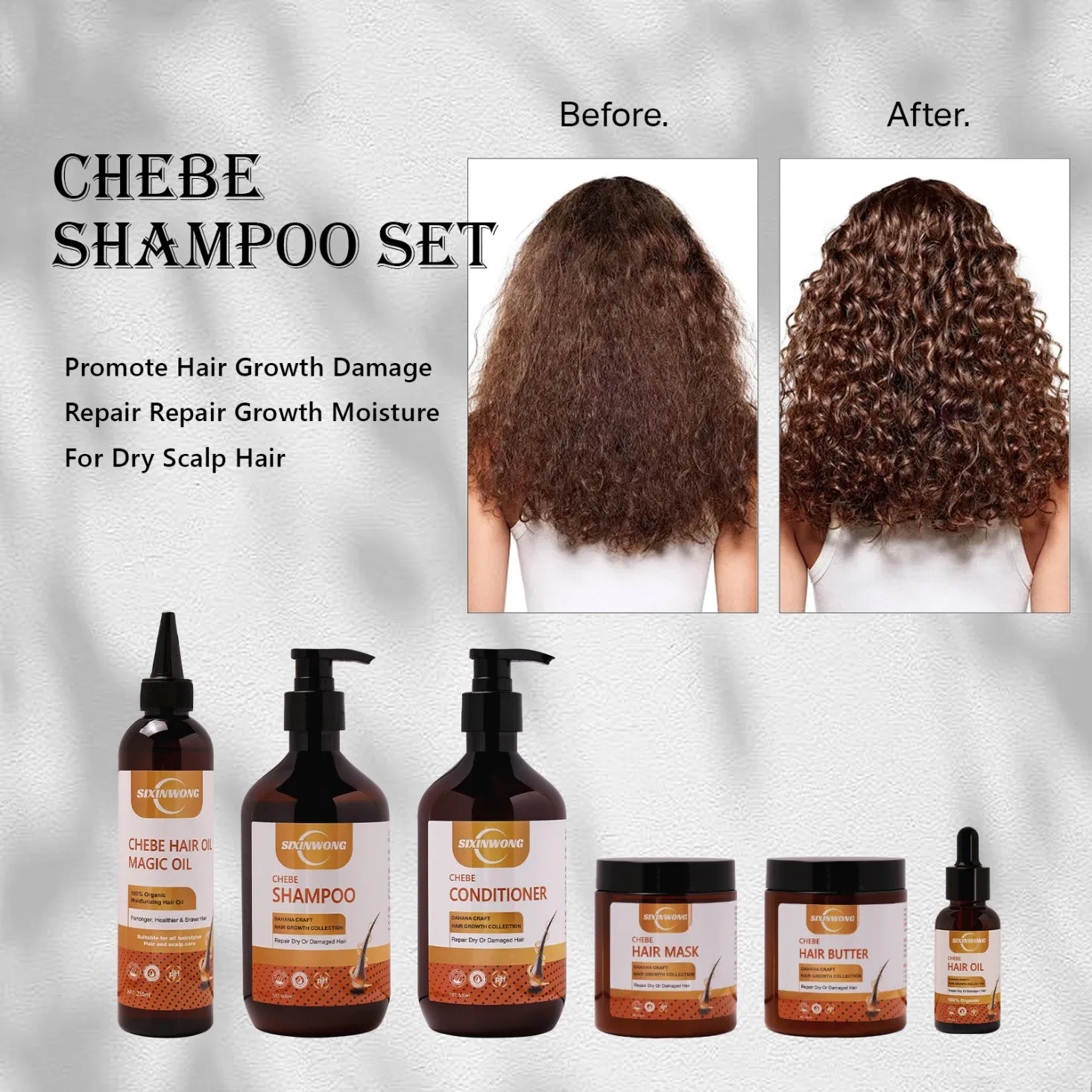 Beauty Cosmetics Hair Care Repairs Damaged Treatment Loss Hair Chebe Shampoo Set
