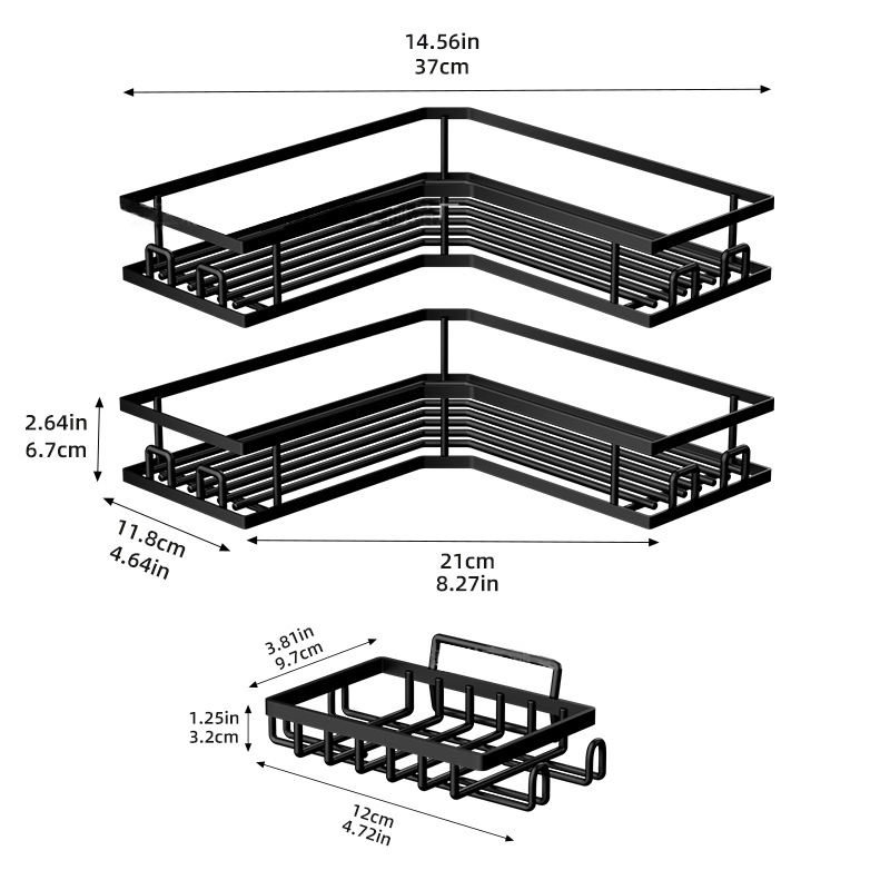 Угловая полка для душа без сверления, настенная