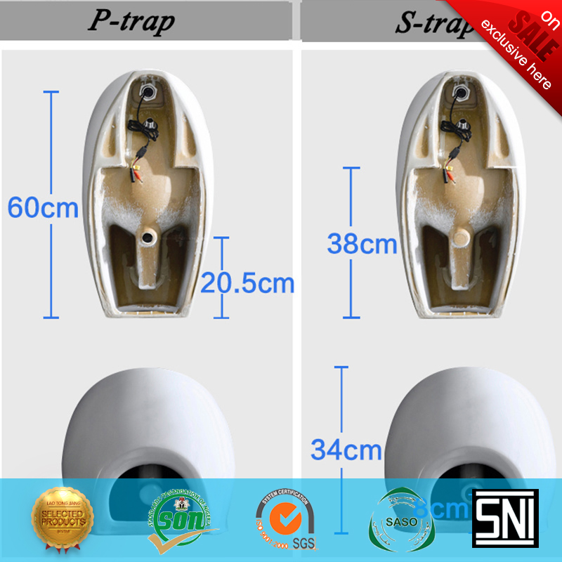 Sensor Hand Free Wall Mounted Man Use Wc Ceramic Urinal (Bc-8010)