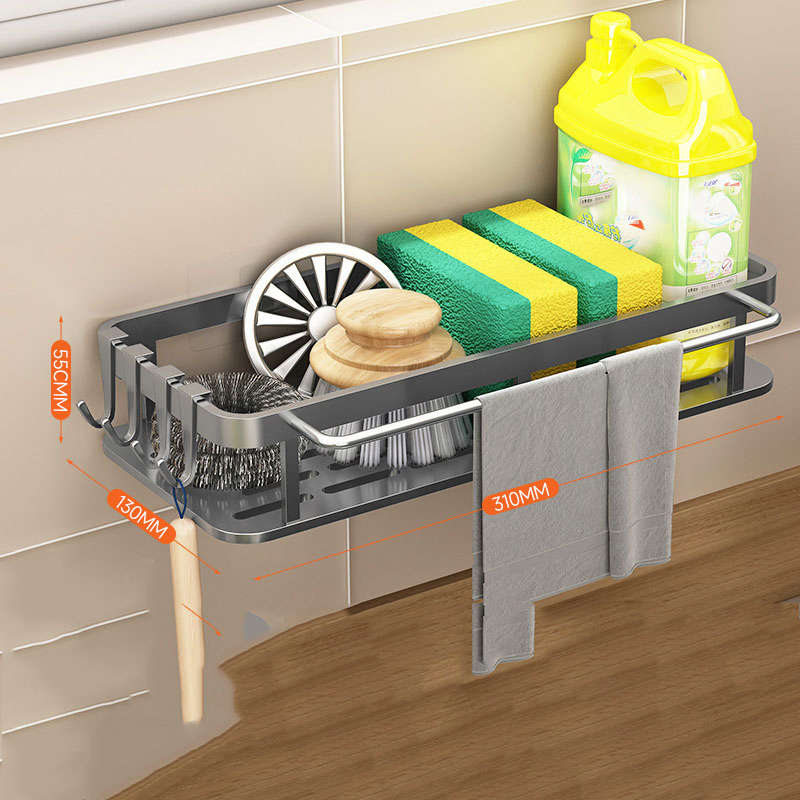 Hot Sale Multifunctional Stainless Steel Kitchen Cleaning Drain Rack Wall-Mounted Storage Multi-Layer Spice Rack