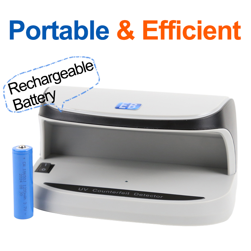 DC-09 Portable UV LED Money Detector with Auto On/Off for Bills Passports Credit Cards Rechargeable Battery