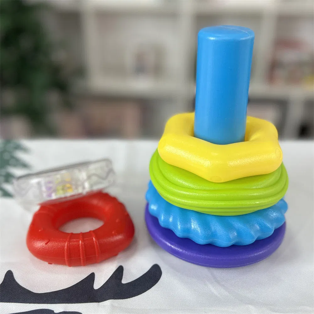 Hot Selling Baby Educational Creative Activity Colorful Stack Tower Set Circles Preschool Learning Toy