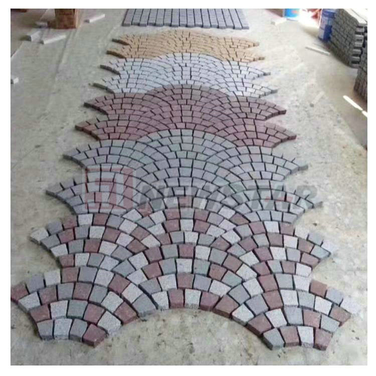 Chinese Granite Stone Landscaping Paving Cubestones Multicolour Red Granite