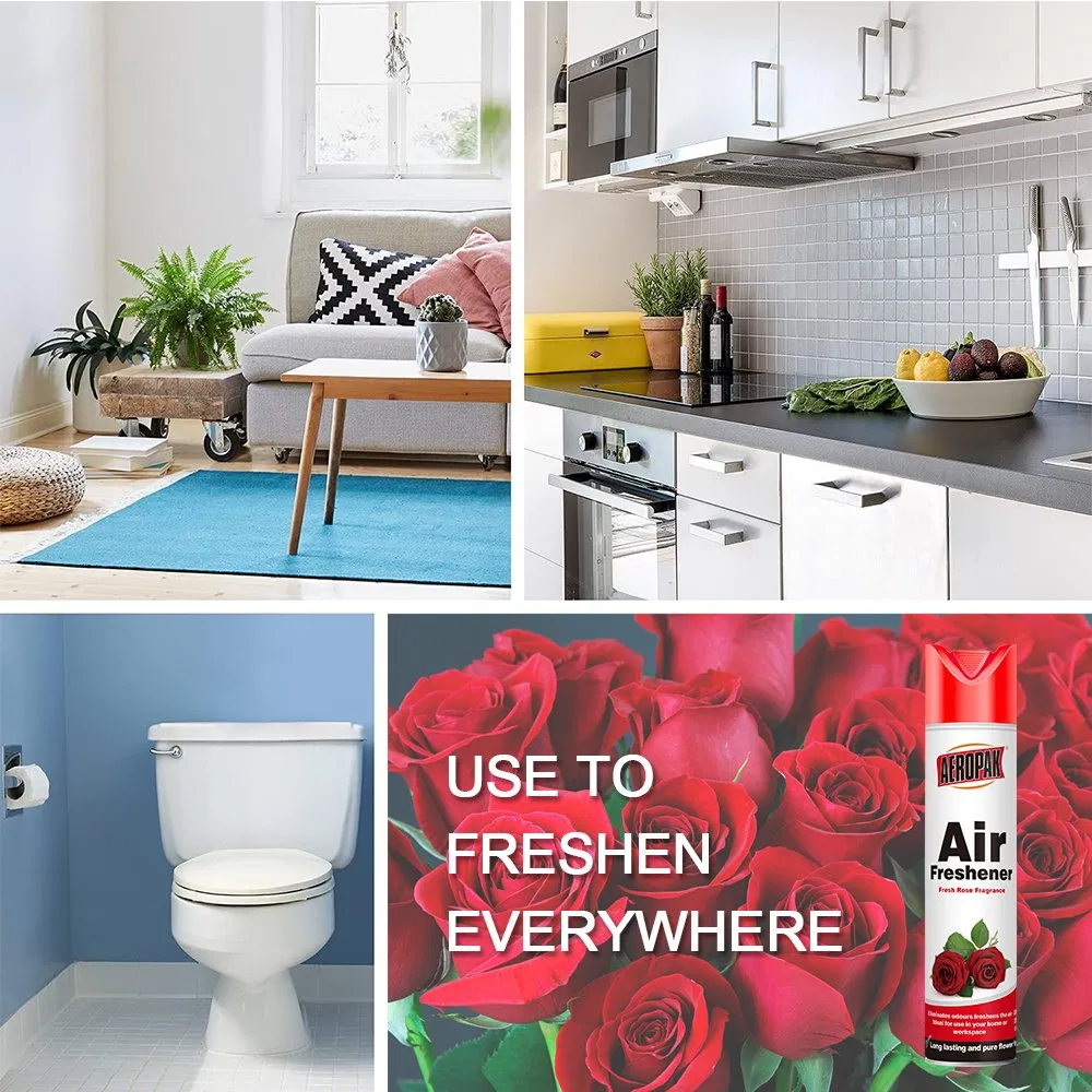 Aeropak 330ml Aerosol Rose Scent Pattern Home Use Scents Stocked Feature High Quality Eco-Friendly Liquid Air Fresheners Spray