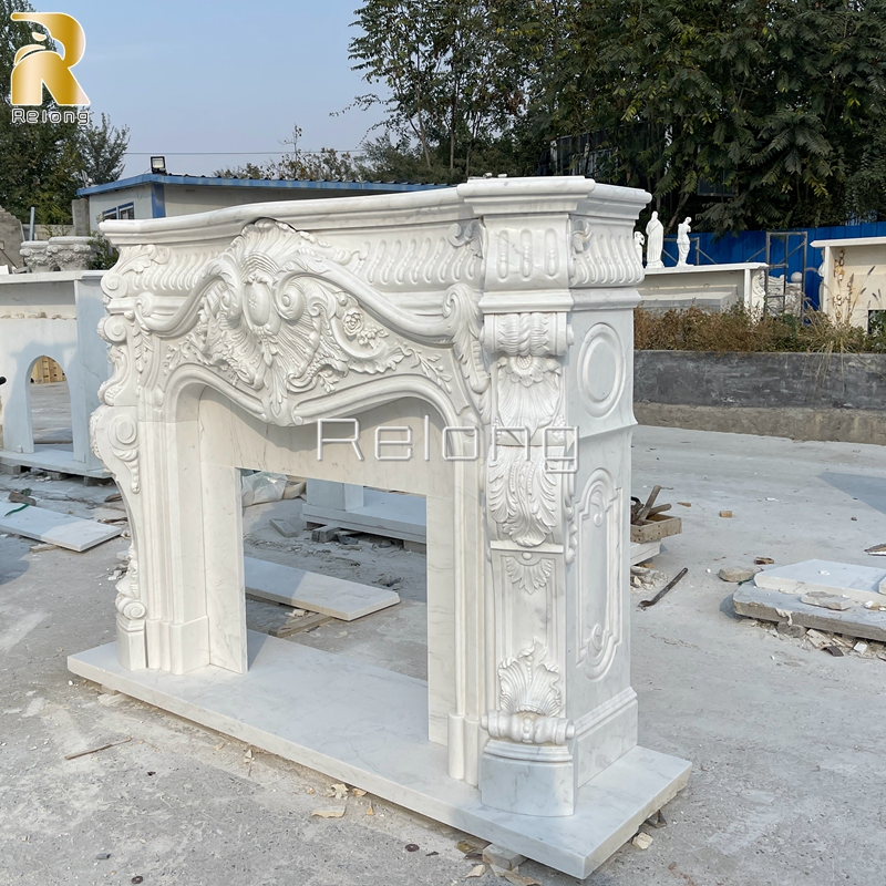 Indoor White Marble Carving Mantel Marble Interior Design Fireplace Wholesaler