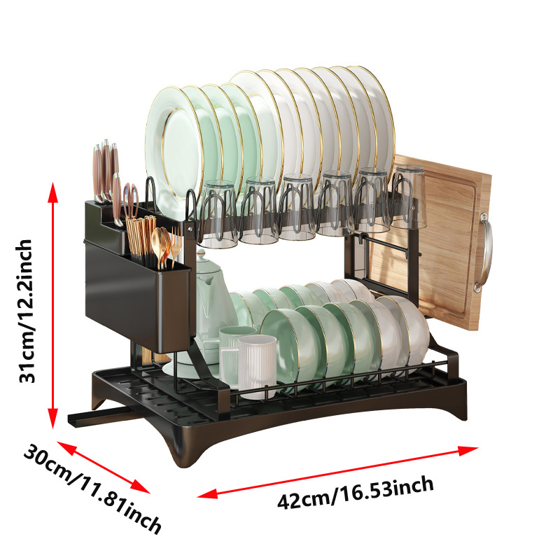 Stylish Black Sink Organizer for Quick Dish Drying