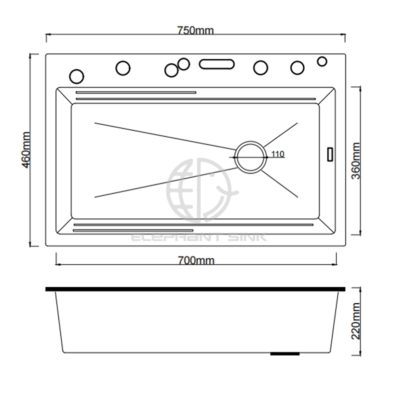 Multifunctional Easy Clean Kitchen Thick Gauge Stainless Steel Handmade Sink Accessories Kit