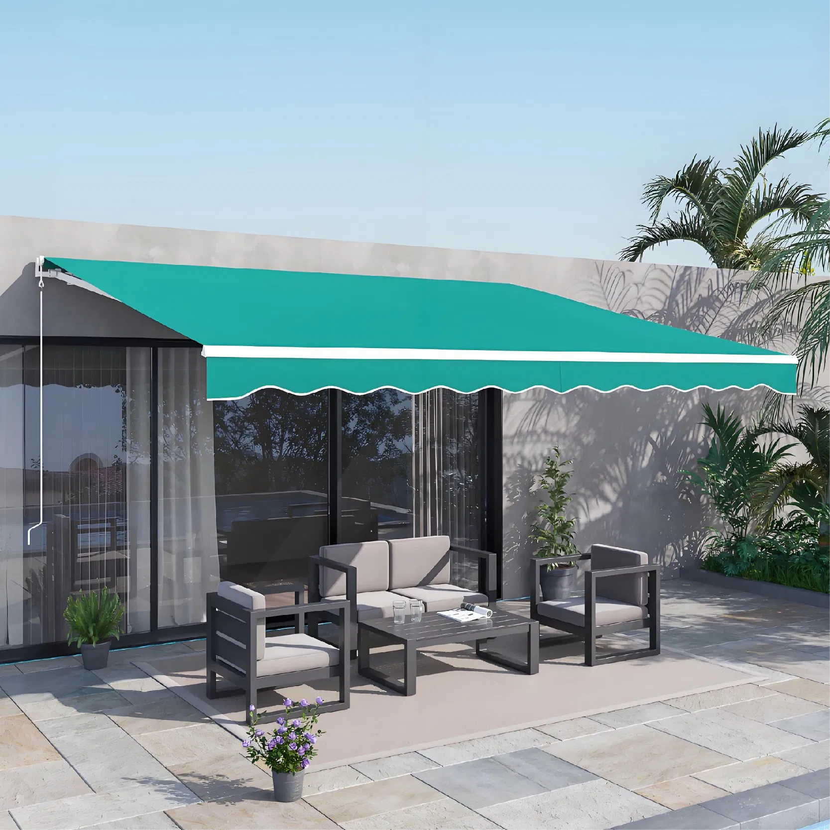 Full Cassette Arm Outdoor Waterproof Automatic Motorized Retractable Awning Garages Canopies Carports Folding Foldable Carport