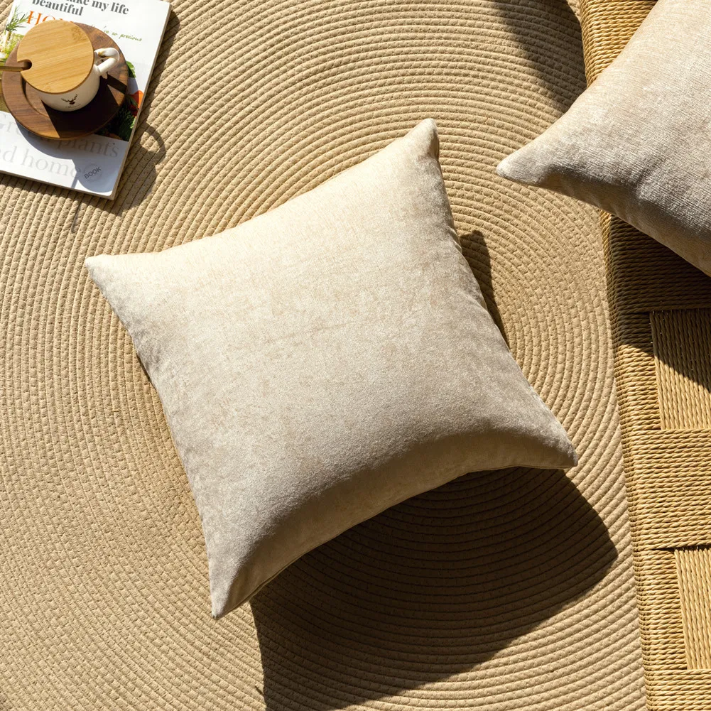 Pillow Covers 18X18 Inch Set of 2 Luxurious Chenille Throw Decorative Square Cushion Case for Couch Sofa Bed Living Room Decorations
