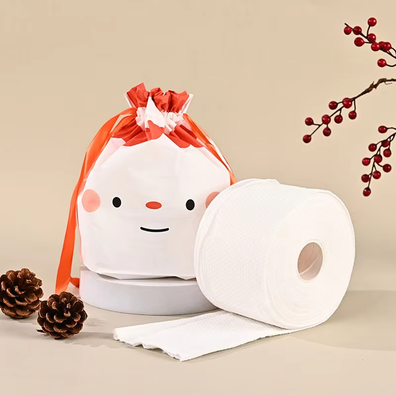 OEM 100% Vegetable Fiber Facial Tissues Roll Lint Free Facial Extra Thick Dry and Wet Use for Sensitive Skin Cleansing Towels Disposable