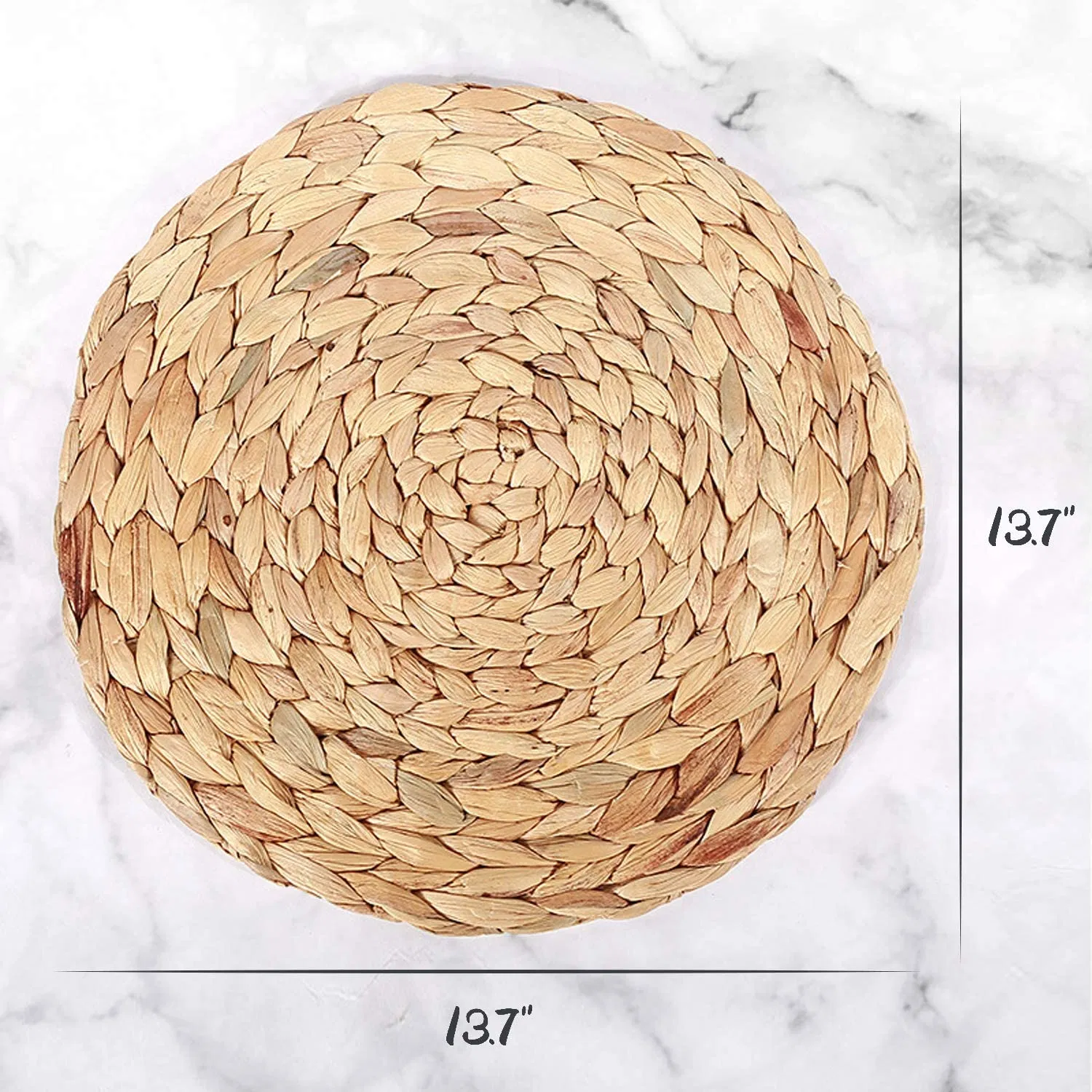 Natural Round Braided Weave No Slip Heat Resistant Placemat