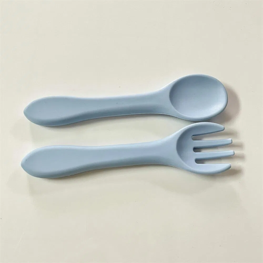 Food Grade Mother and Baby Products Baby Tableware Silicone Fork Spoon Children's Silicone Spoon