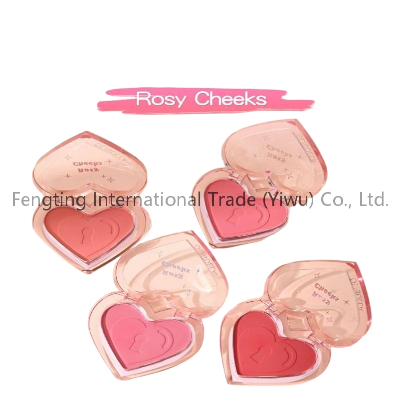 Wholesale Natural Looking Glow Heart Shape Packaging Powder Blush Face Cheek Makeup Pigment Blush Palette