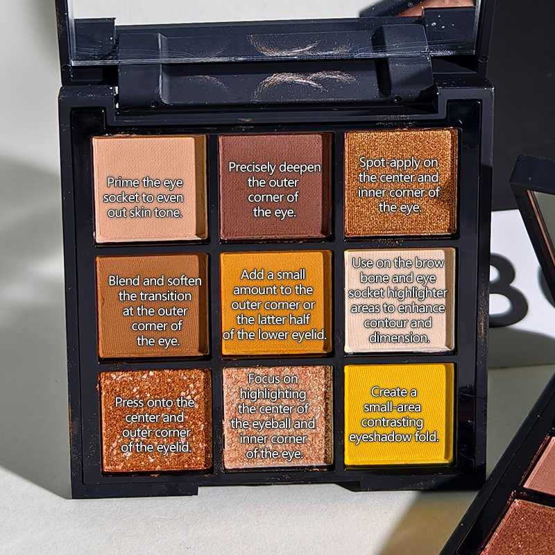 Makeup Contouring Shiny Nude Glitter 9 Colors Eye Shadow Palette with Mirror
