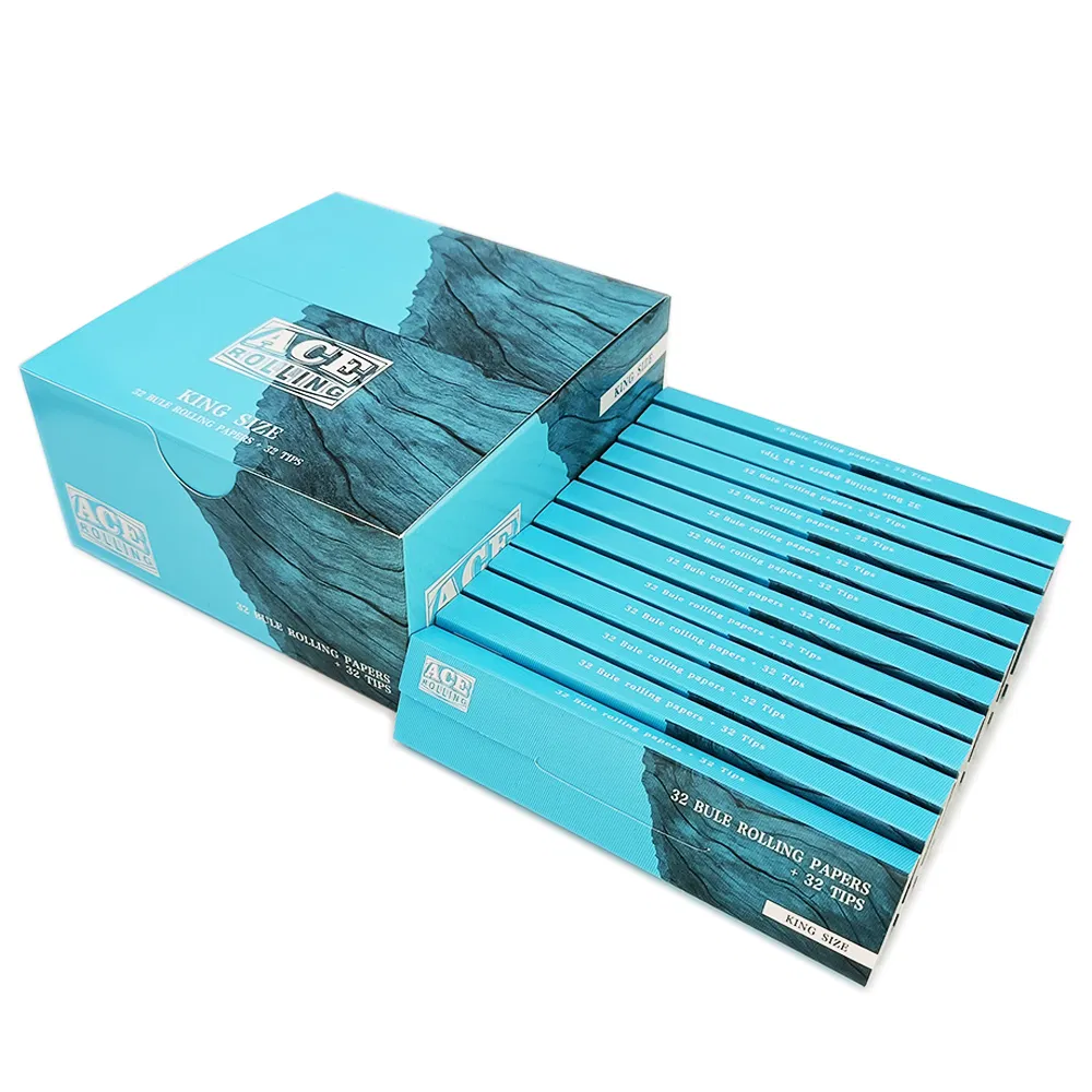Factory Price Blue Color Kingsize Booklet+Tips Cigarette Paper Rolling Paper
