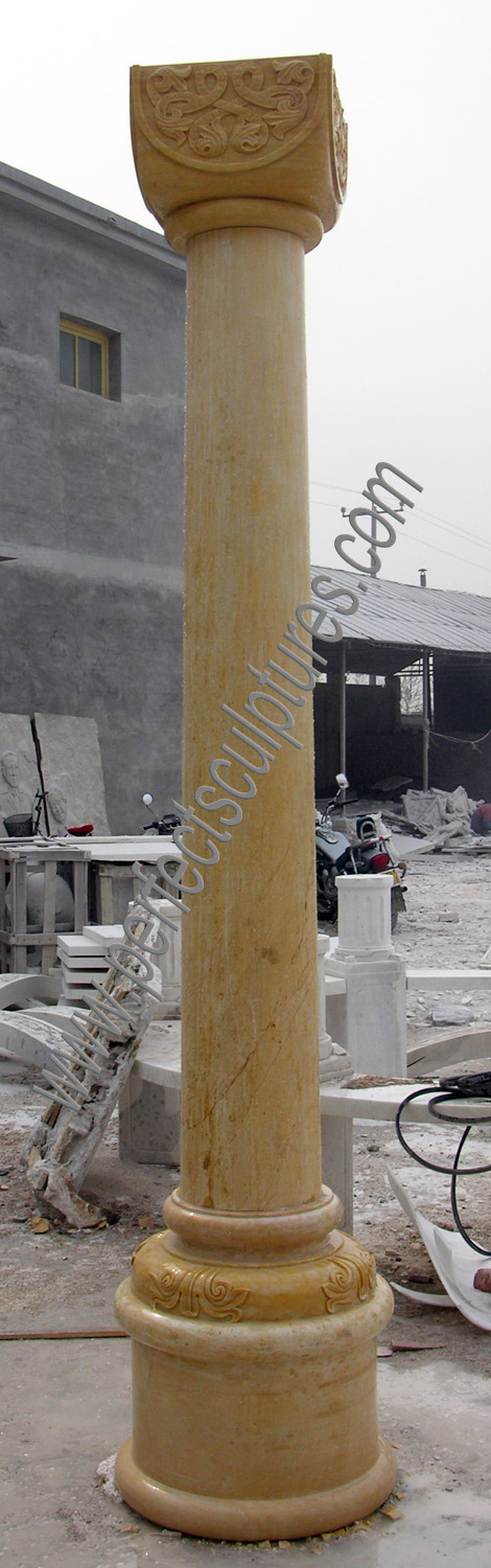 Modern Design Square Pillar Cap Natural Solid Capital Marble Stone Columns for Garden Home Decoration (QCM116)