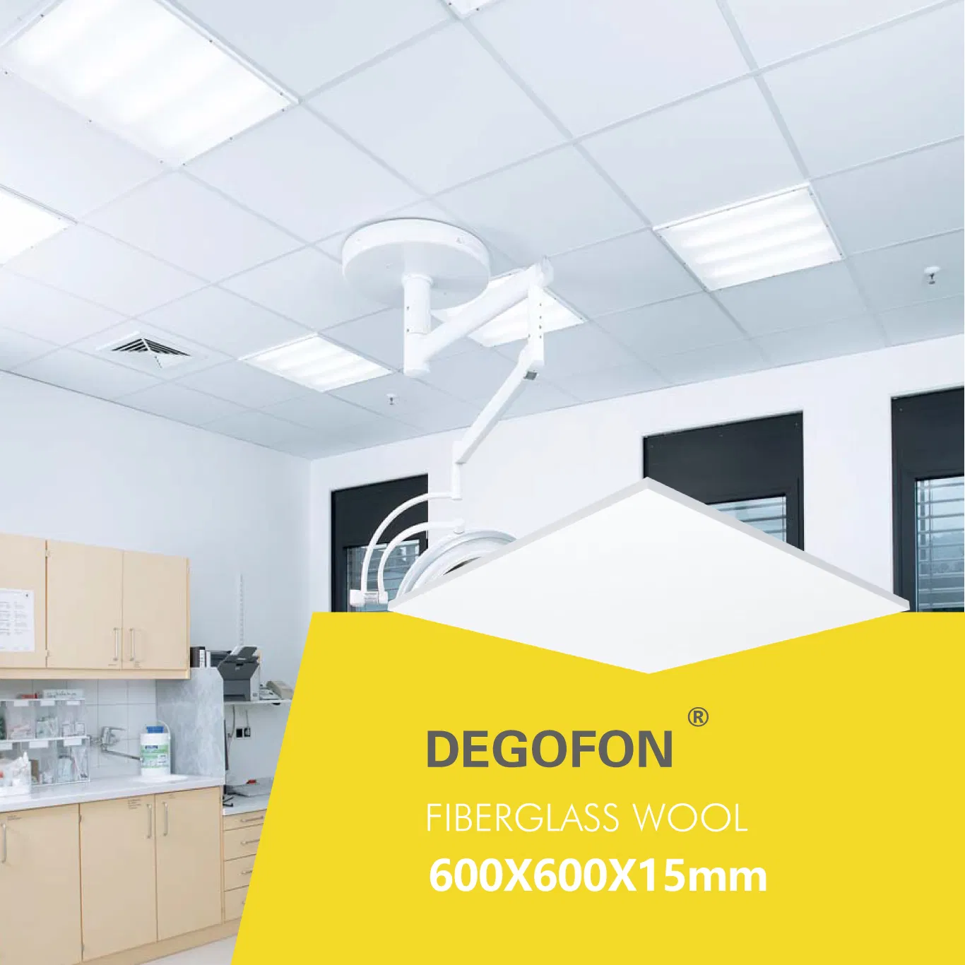 600*600mm White Surface Fiberglass Ceiling Lay in Professional with Acoustical Nrc 0.85