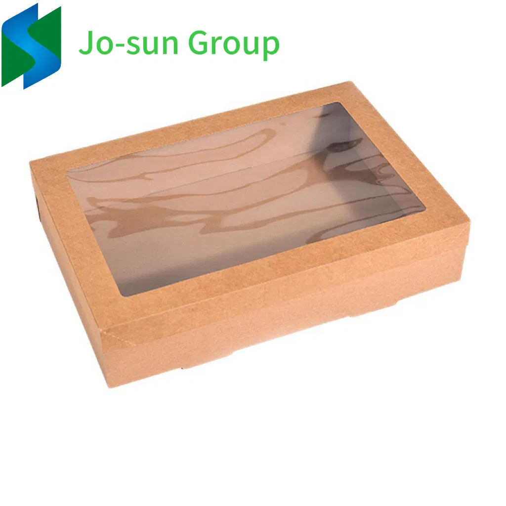 Picnic Party Chocolate Cookie Kraft Paper Dessert Treat Boxes Catering Packaging Platter Box with Window Lid