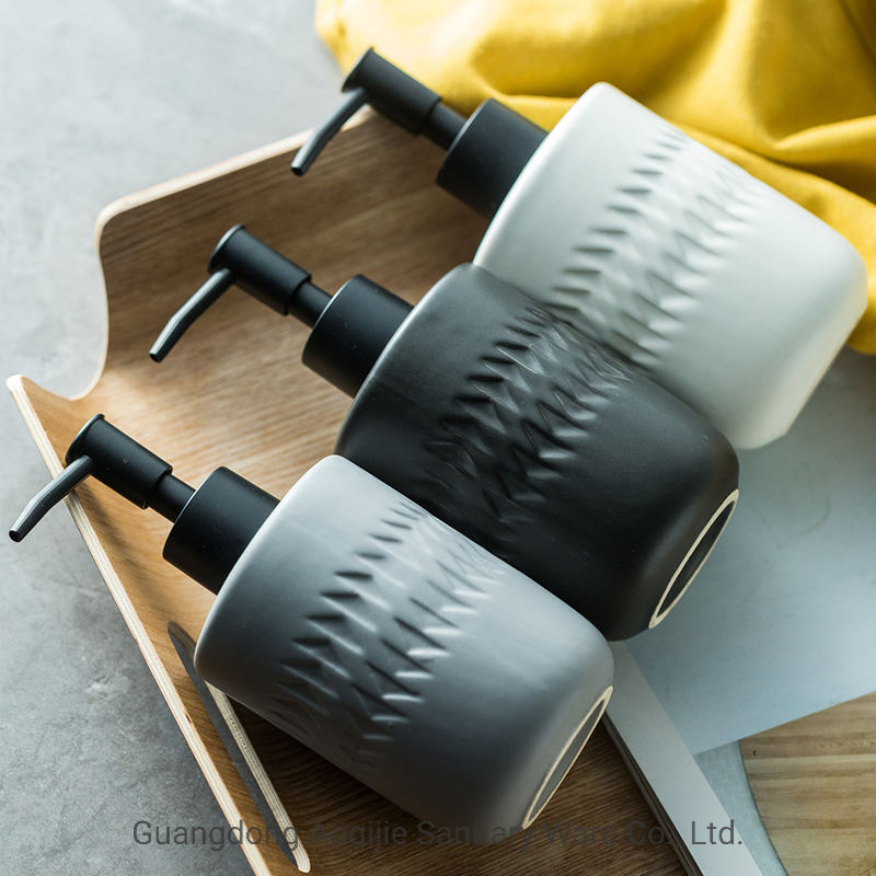 Aqj Factory Design Bathroom Accessory Set 250ml Colorful Ceramic Hand Sanitizer Empty Bottle Liquid Soap Dispenser Custom Bottle Lotion Ceramic Bottle