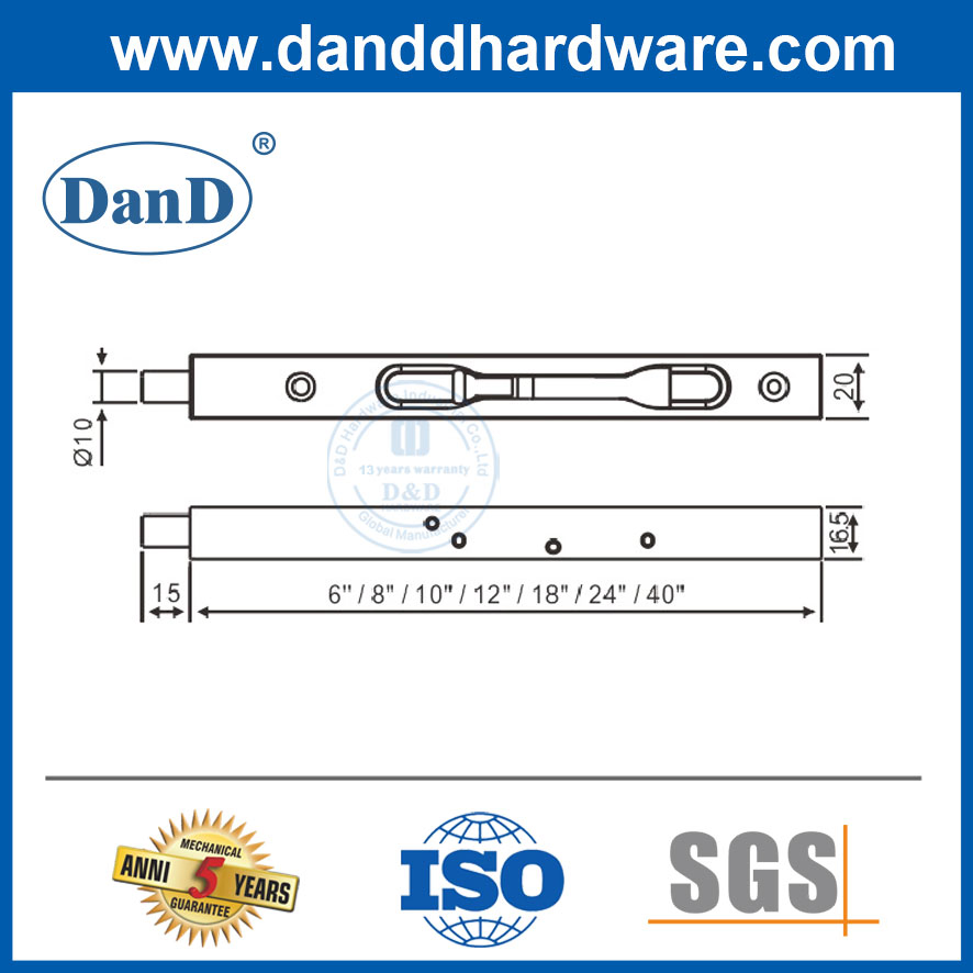 Stainless Steel Antique Copper Hidden Flush Bolt for Wood Doors