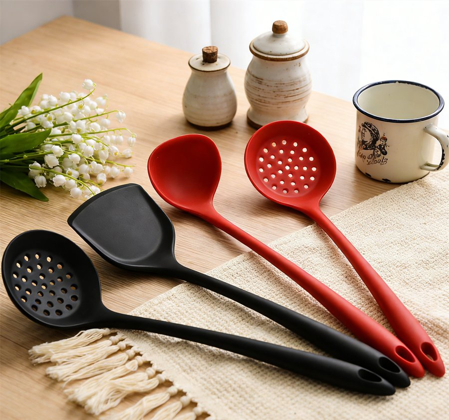 Long Reach Silicone Kitchen Tools - Large Utensils Set