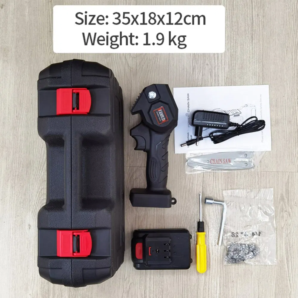 One-Hand Woodworking Lithium Battery Chainsaw Cordless Chain Saw Light Weight Portable Power Chain Saw for Wood Cutting