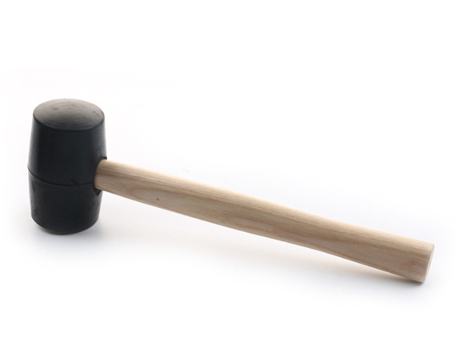 Hand Tool - White Rubber Hammer with Wood Handle