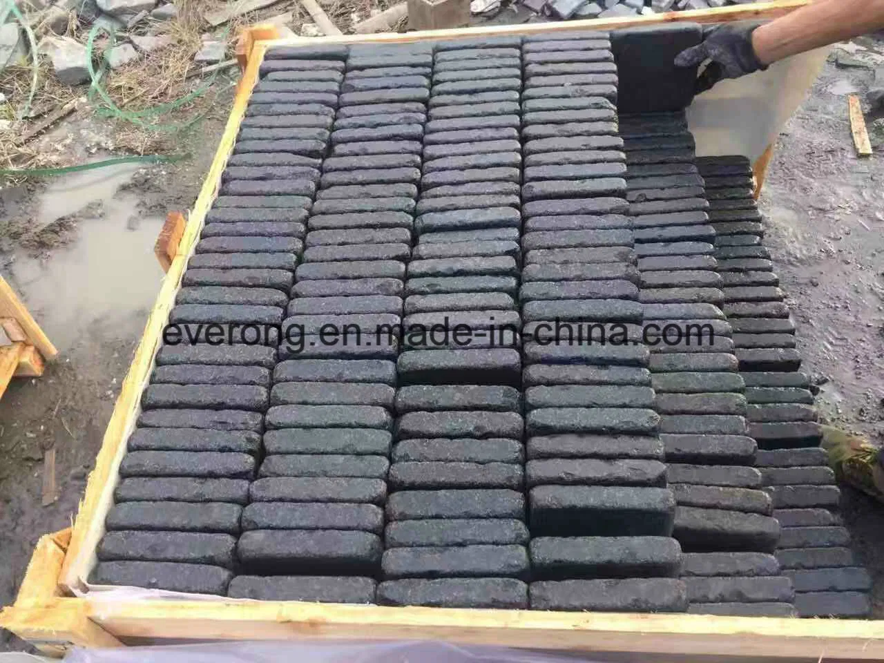 Cheap Cobble Pavers, Four Sides Tumbled Black Basalt Stone Paving for Driveway