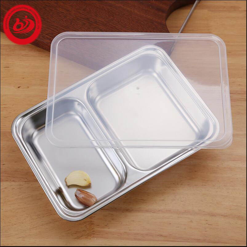 Factory Direct Selling Restaurant Custom Stainless Steel Office Compartment Dinner Serving Tray